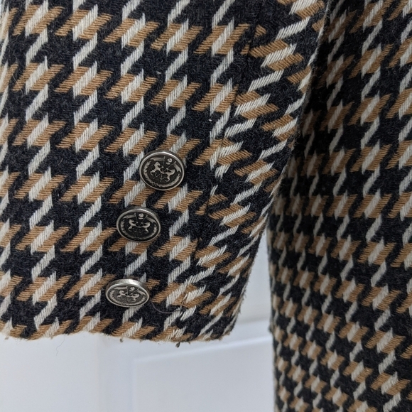 Garey Petites women's vintage houndstooth double breasted oversized wool blazer - Picture 4 of 7